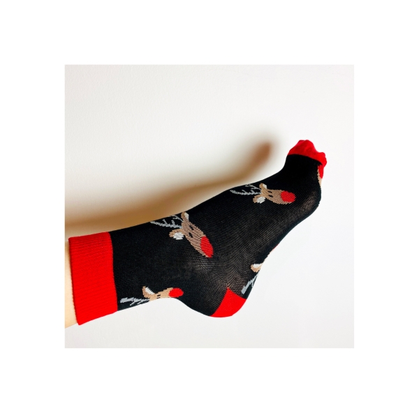 Детски коледни чорапки/ черни с елен