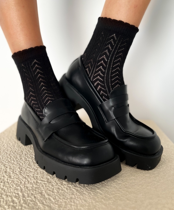 Къси плетени чорапки/ черни