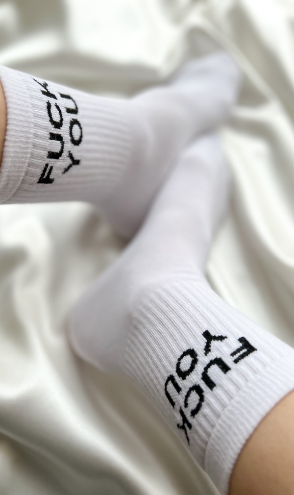 Дамски чорапи F*CK YOU/ бели
