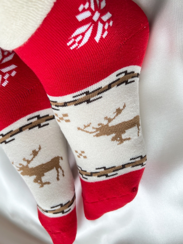 Коледни дамски чорапи/ червено и екрю
