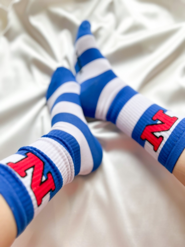 Дамски чорапи/ бяло и синьо райе