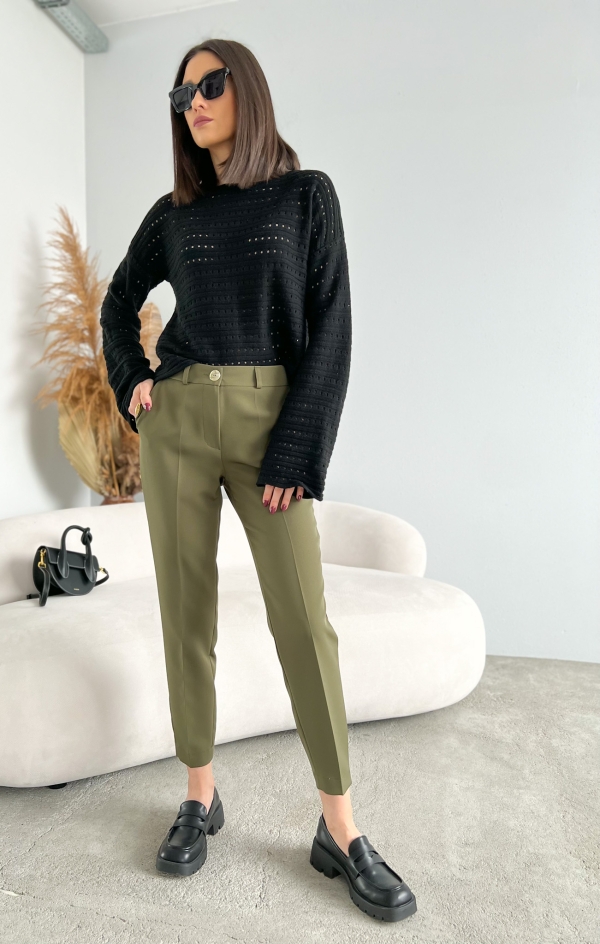 Дамски панталон тип "цигара"/ каки цвят