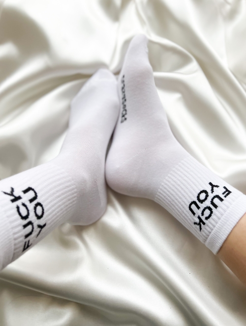 Дамски чорапи F*CK YOU/ бели