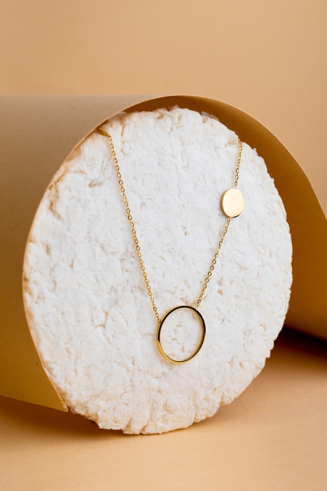 Дамско колие от медицинска стомана "CIRCLE"/ златисто и сребристо