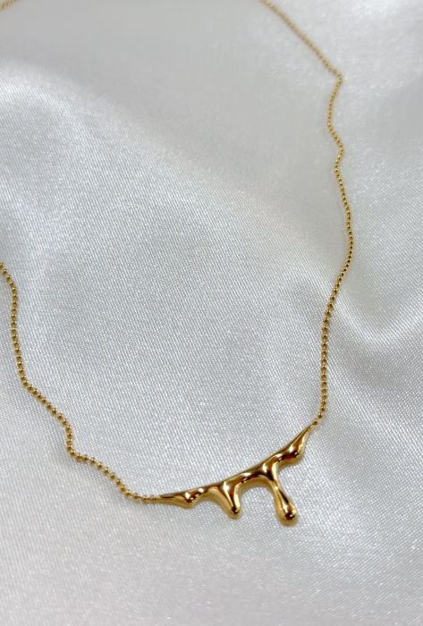 Дамско колие от неръждаема стомана "Разтичаща любов"/ златист цвят